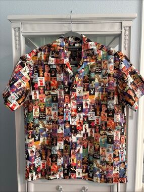 PLAYBOY Multicolor Collage Short Sleeve Button-Down Shirt